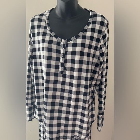Cynthia Rowley Black & White Checkered 2pc Pj Set Size XL - Picture 2 of 14